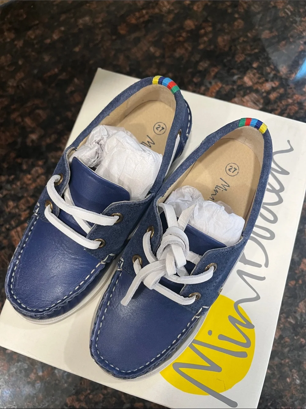 Mini Boden Navy and White Boys Boat Shoes